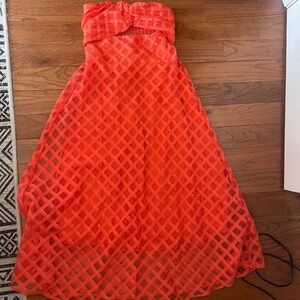 HELLO MOLLY ORANGE STRAPLESS DRESS